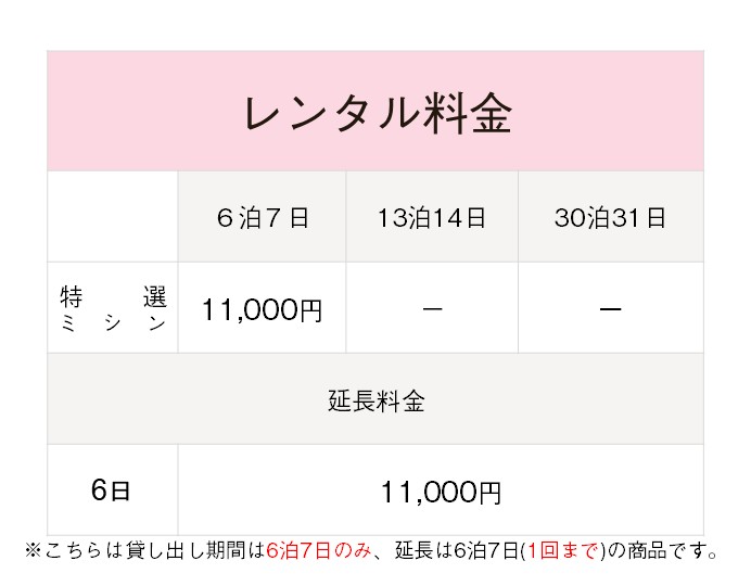 レンタル価格表